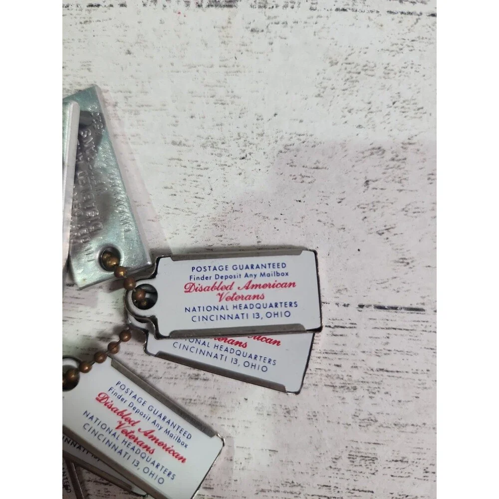 Vintage DAV TAGS Mini License Plate Key Chain LOT OF 7 California 1950-1960s